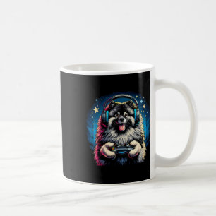 Caneca De Café Videogame de Fones de Ouvido Keeshond Cachorro Jog