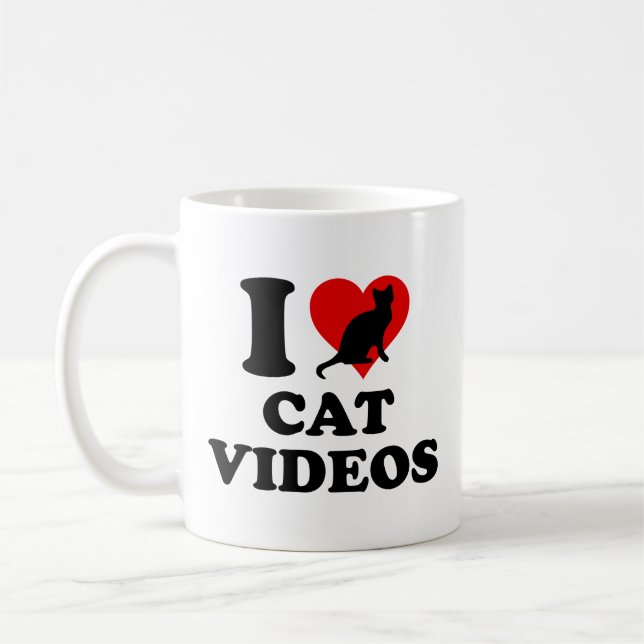 Caneca de Café Vídeos de Gatos que Eu Adoro (Esquerda)