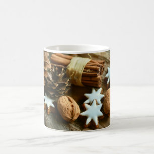 Caneca De Café Vidraças e estrelas de canela natalina