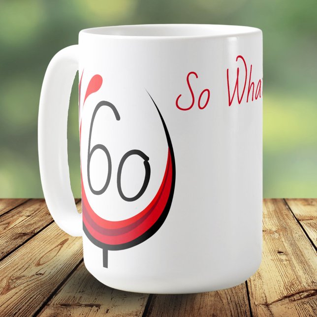 Caneca De Café Vidro 60 Engraçado moderno e 60º aniversário (Criador carregado)