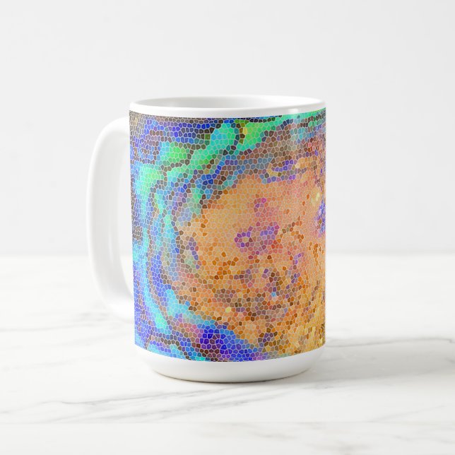 Caneca De Café Vidro Abalone Shell Abstrato Mosaico (Frente Esquerda)
