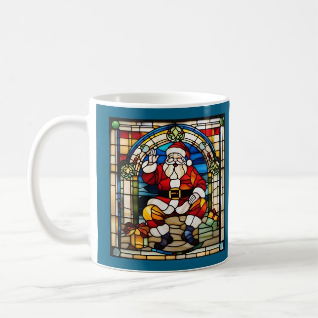 Caneca De Café Vidro Colorido de Papai Noel (Esquerda)