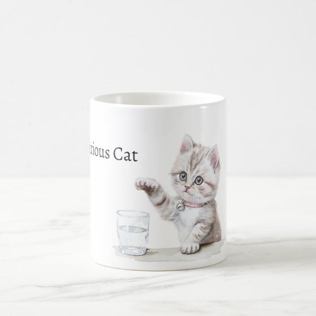 Caneca De Café Vidro de Gato Curioso Fofo (Centro)