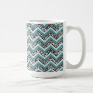 Caneca De Café Vidro Escuro e Zigzag Teal