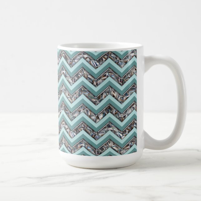 Caneca De Café Vidro Escuro e Zigzag Teal (Direita)