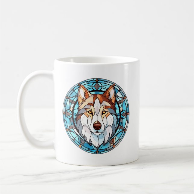 Caneca De Café Vidro Estreito Cachorro Siberiano Husky (Esquerda)