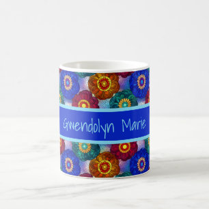 Caneca De Café Vidro Fosco Abstrato Vermelho Verde Azul Laranja