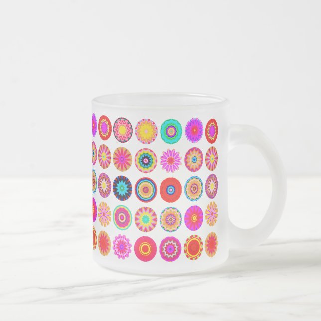 Caneca De Café Vidro Jateado 25 Mandalas fractais - Personalizado (Direita)