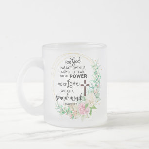Caneca De Café Vidro Jateado 2 Timothy 1:7 Deus não deu um espírito de medo
