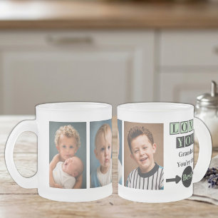 Caneca De Café Vidro Jateado 3 fotos amo você vovô verde