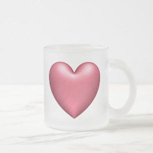 Caneca De Café Vidro Jateado 3d Coração/Vermelho a Branco
