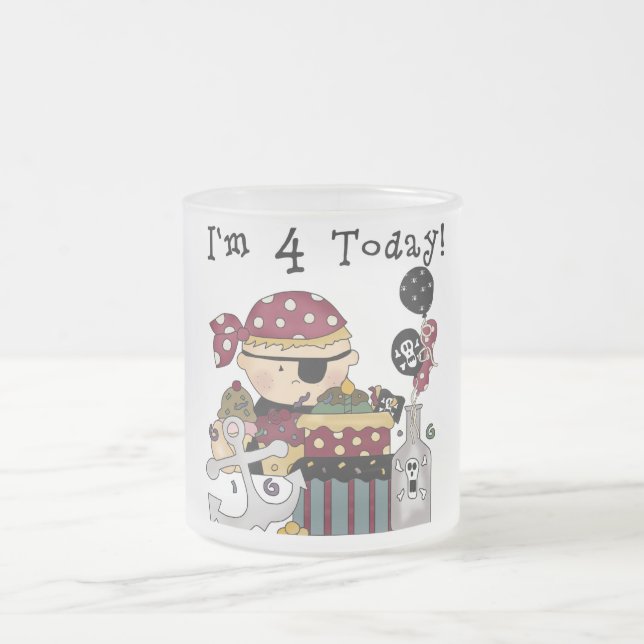 Caneca De Café Vidro Jateado 4º aniversário de Camisetas e presentes piratas (Centro)