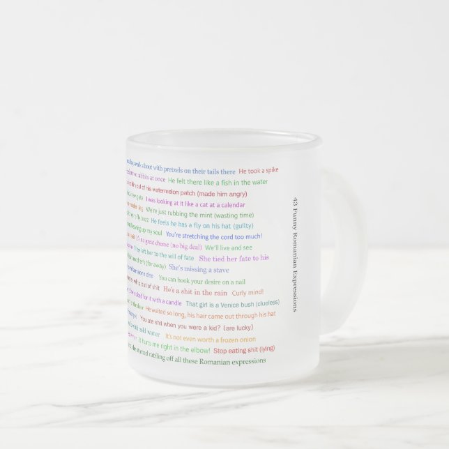 Caneca De Café Vidro Jateado 43 Engraçada Manifestação Romena Conversação (Frente Esquerda)