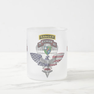 Caneca De Café Vidro Jateado 75º Regimento de Ranger Veterano