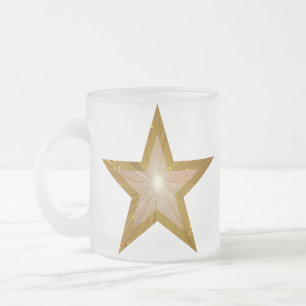 Caneca De Café Vidro Jateado A estrela Dourado "seu texto" dois tonifica o