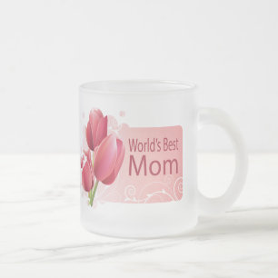 Caneca De Café Vidro Jateado A melhor mãe do mundo, Tulip Mug