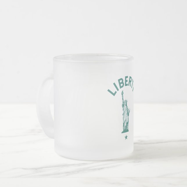 Caneca De Café Vidro Jateado A Senhora Liberdade (Frente Esquerda)
