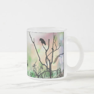 Caneca De Café Vidro Jateado A Solitário Fosco De Corvos