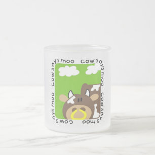 Caneca De Café Vidro Jateado A vaca diz o camiseta e os presentes do MOO