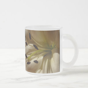 Caneca De Café Vidro Jateado A vida é bonita - lírio branco elegante