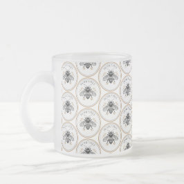 Caneca De Café Vidro Jateado Abelha Melífera