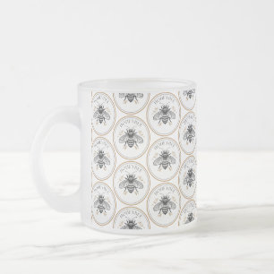 Caneca De Café Vidro Jateado Abelha Melífera