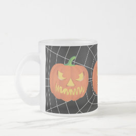 Caneca De Café Vidro Jateado Abóbora no Halloween 1
