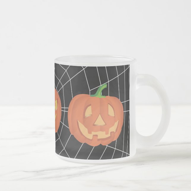 Caneca De Café Vidro Jateado Abóbora no Halloween 1 (Direita)