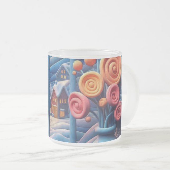 Caneca De Café Vidro Jateado Abraço do Inverno (Frente Esquerda)