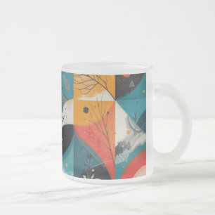 Caneca De Café Vidro Jateado Abstração Gráfica Fosco