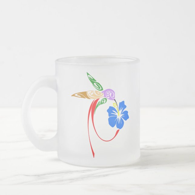 Caneca De Café Vidro Jateado Abstract Hummingbird Frosted Mug (Esquerda)