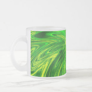 Caneca De Café Vidro Jateado Abstrato de Mug Flor Verde