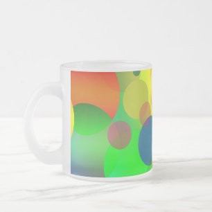 Caneca De Café Vidro Jateado Abstrato Multicolor Círculos Design -23089