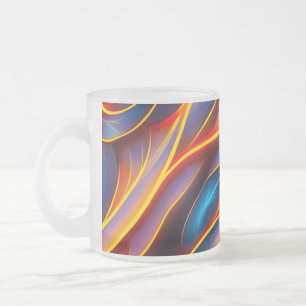 Caneca De Café Vidro Jateado Abstrato Swirl Blue Red Flames