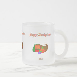 Caneca De Café Vidro Jateado Ação de Graças Cornucopia Fosco Pequena Mug