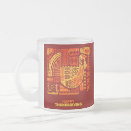 Caneca De Café Vidro Jateado Ação de Graças Geométrico Abstrato Laranja Marrom