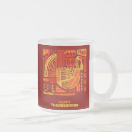 Caneca De Café Vidro Jateado Ação de Graças Geométrico Abstrato Laranja Marrom