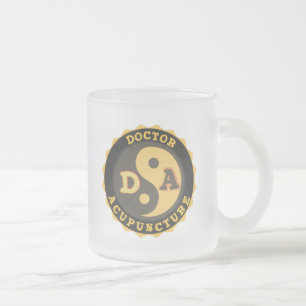CANECA DE CAFÉ VIDRO JATEADO ACUPUNTURA DO MÉDICO DA FLOR DO LOGOTIPO YIN YANG