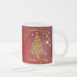Caneca De Café Vidro Jateado Ad Name Correspondente Set Christmas Red Dourado T