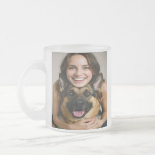 Caneca De Café Vidro Jateado Adicionar Foto de Pastor Alemão Personalizar