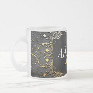 Caneca De Café Vidro Jateado Adicionar seu nome e inicial