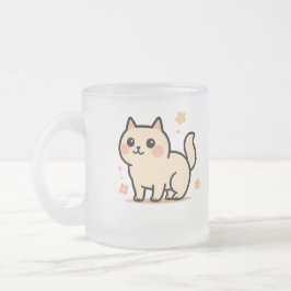 Caneca De Café Vidro Jateado Adorable Cartoon Kitty Gift for Cat Lovers