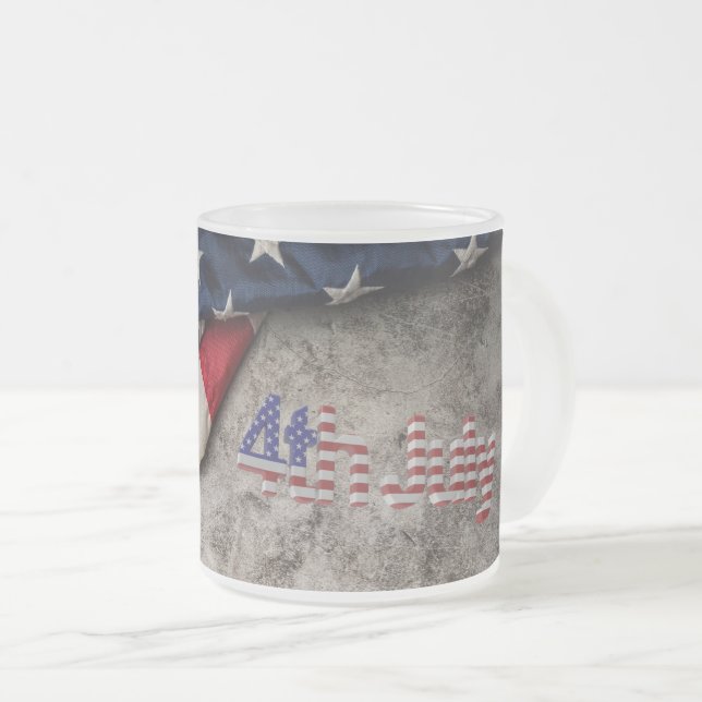 Caneca De Café Vidro Jateado Adoráveis [3D] 4º de julho (Frente Esquerda)