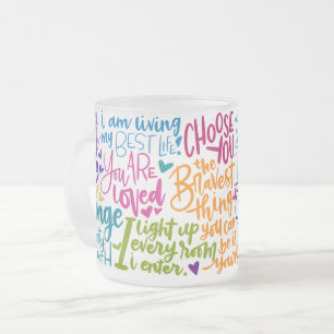 Caneca De Café Vidro Jateado Afirmação Diária