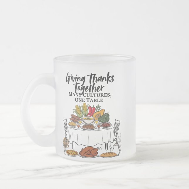 Caneca De Café Vidro Jateado Agradecendo Juntos (Esquerda)
