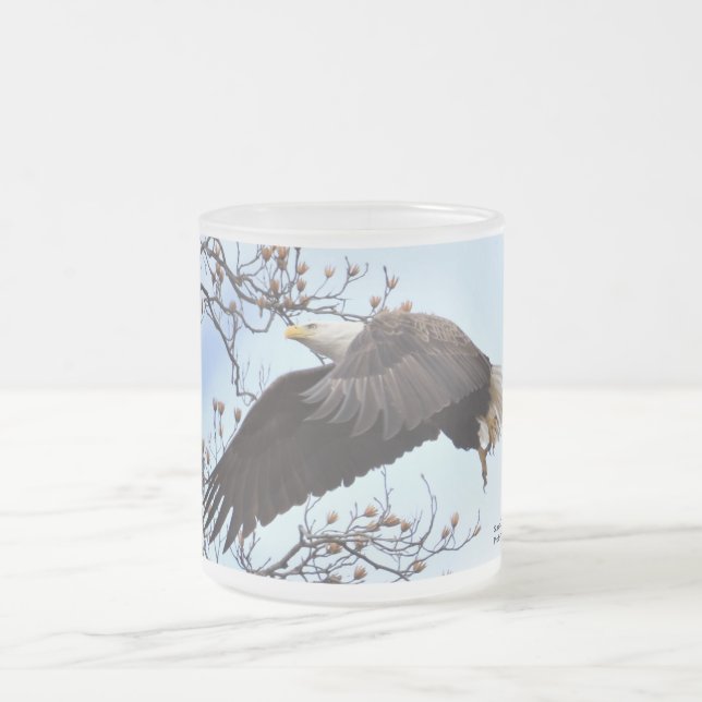 Caneca De Café Vidro Jateado Águia Balda Decolando (Centro)