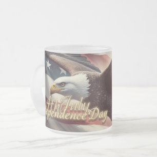 Caneca De Café Vidro Jateado Águia de 4 de Julho com Bandeira Americana