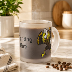 Caneca De Café Vidro Jateado Águia de Combate à Caricatura