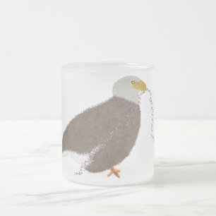 Caneca De Café Vidro Jateado Águia moderna com estrelas vermelhas, brancas e az