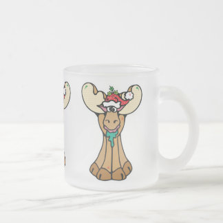 Caneca De Café Vidro Jateado Alce de natal bobo